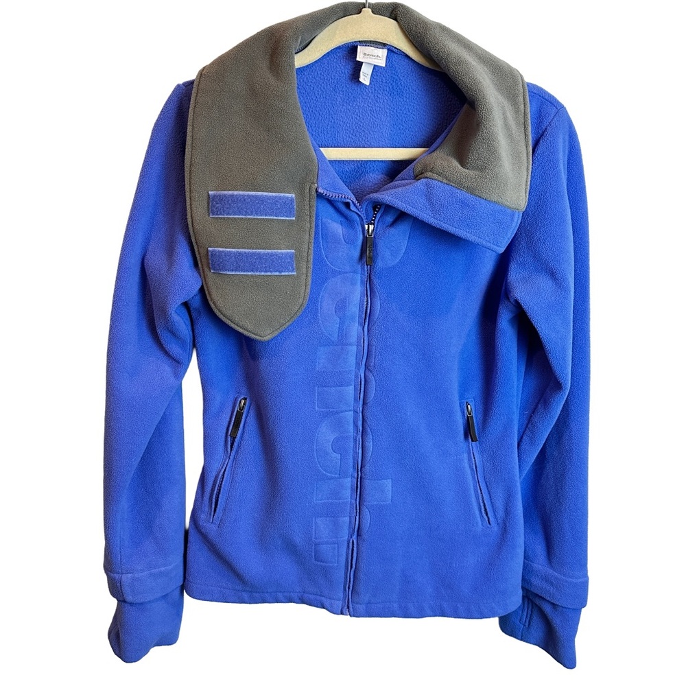 Bench Women's Blue and Gray Fleece Tunnel Neck Full Zip Jacket